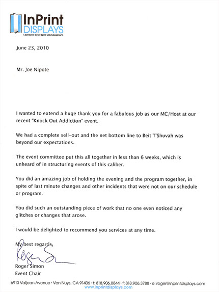 Letter from charity